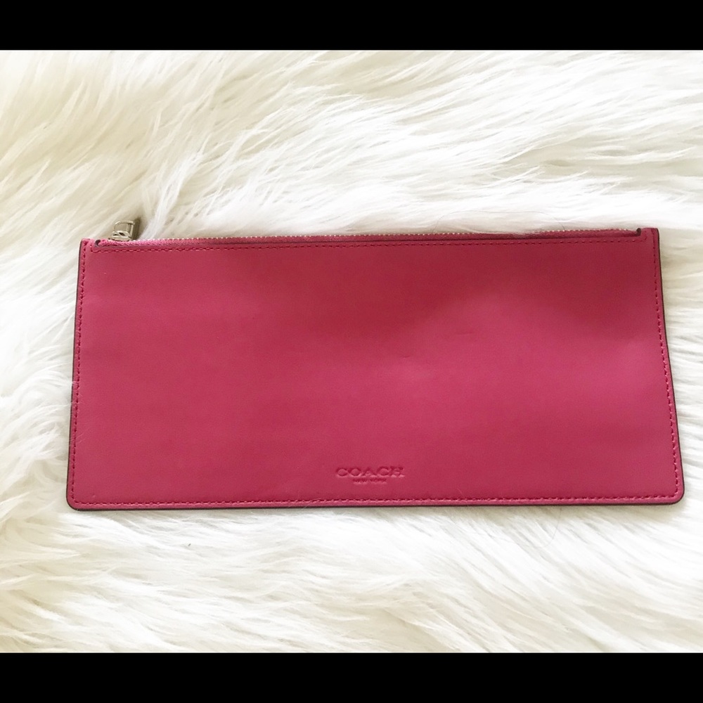 Coach Pink Slim Leather Wristlet Clutch